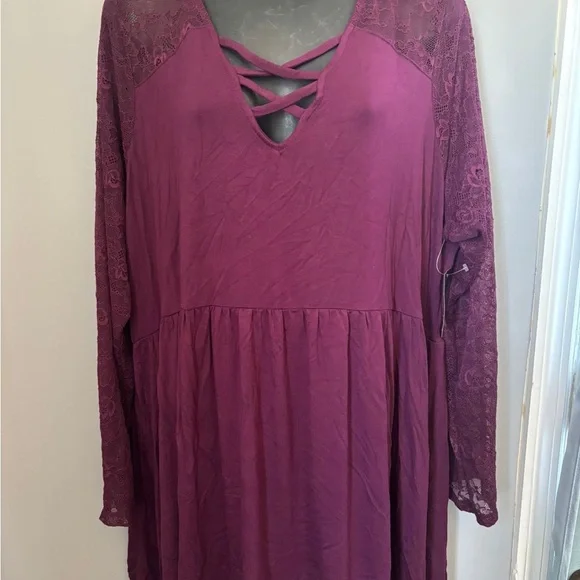 torrid | Dresses | New Torrid Purple Lace Sleeve Mini Dress | Poshmark